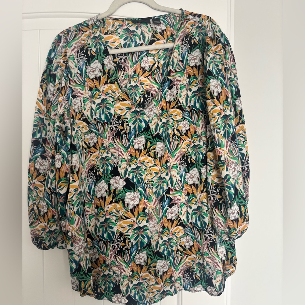 Halogen Tropical Floral Blouse